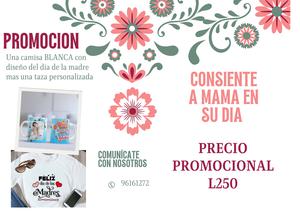 Taza sublimada blanca 11oz mas una camisa personalizada con diseño dia de la Madre.
