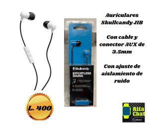 Auriculares Skullcandy Jib con cable y conector AUX de 3.5mm, con ajuste de aislamiento de ruido