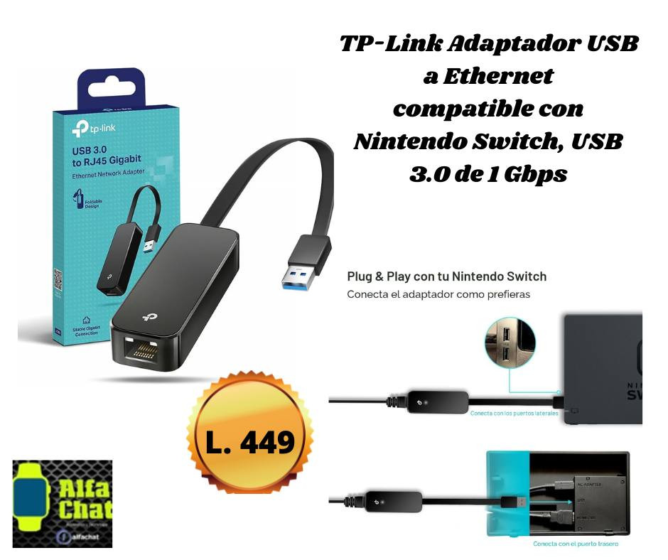 TP-Link Adaptador USB a Ethernet, compatible con Nintendo Switch, USB 3.0 de 1 Gbps