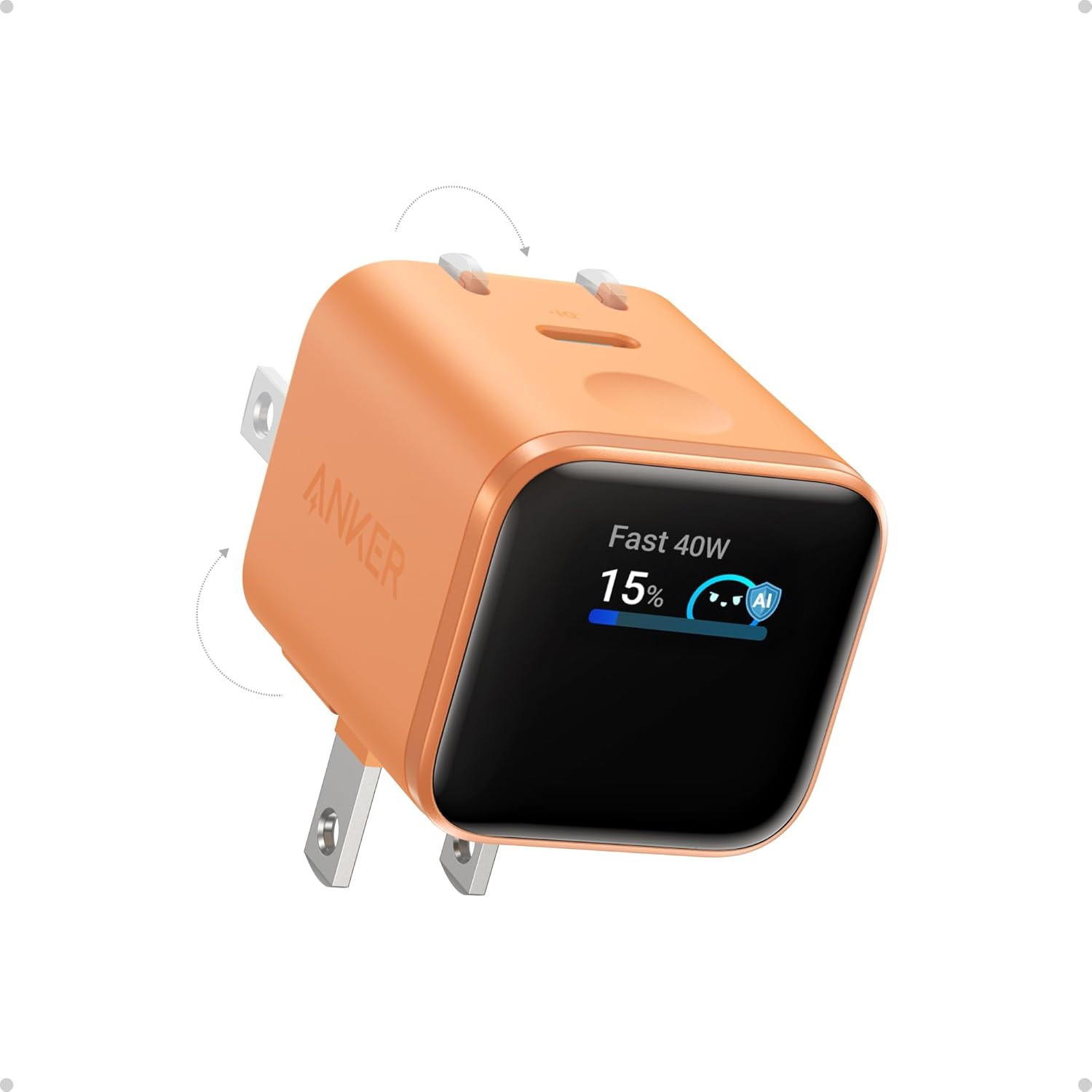 Anker Cargador de pantalla inteligente, Anker Nano 45W Max GaN Bloque de carga rápida USB C