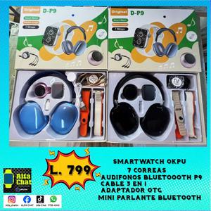 SmarWatch Combo Audifonos, parlante, correas y mas