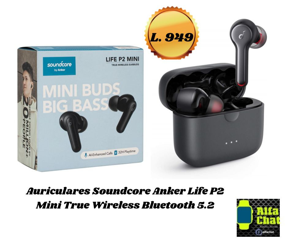 Auriculares Soundcore Anker Life P2 Mini True Wireless Bluetooth 5.2, Negro