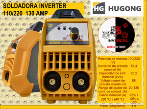 SOLDADORA HUGONG 130 AMP 110/220