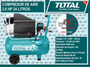 COMPRESOR DE AIRE 24L - 2.0HP TOTAL