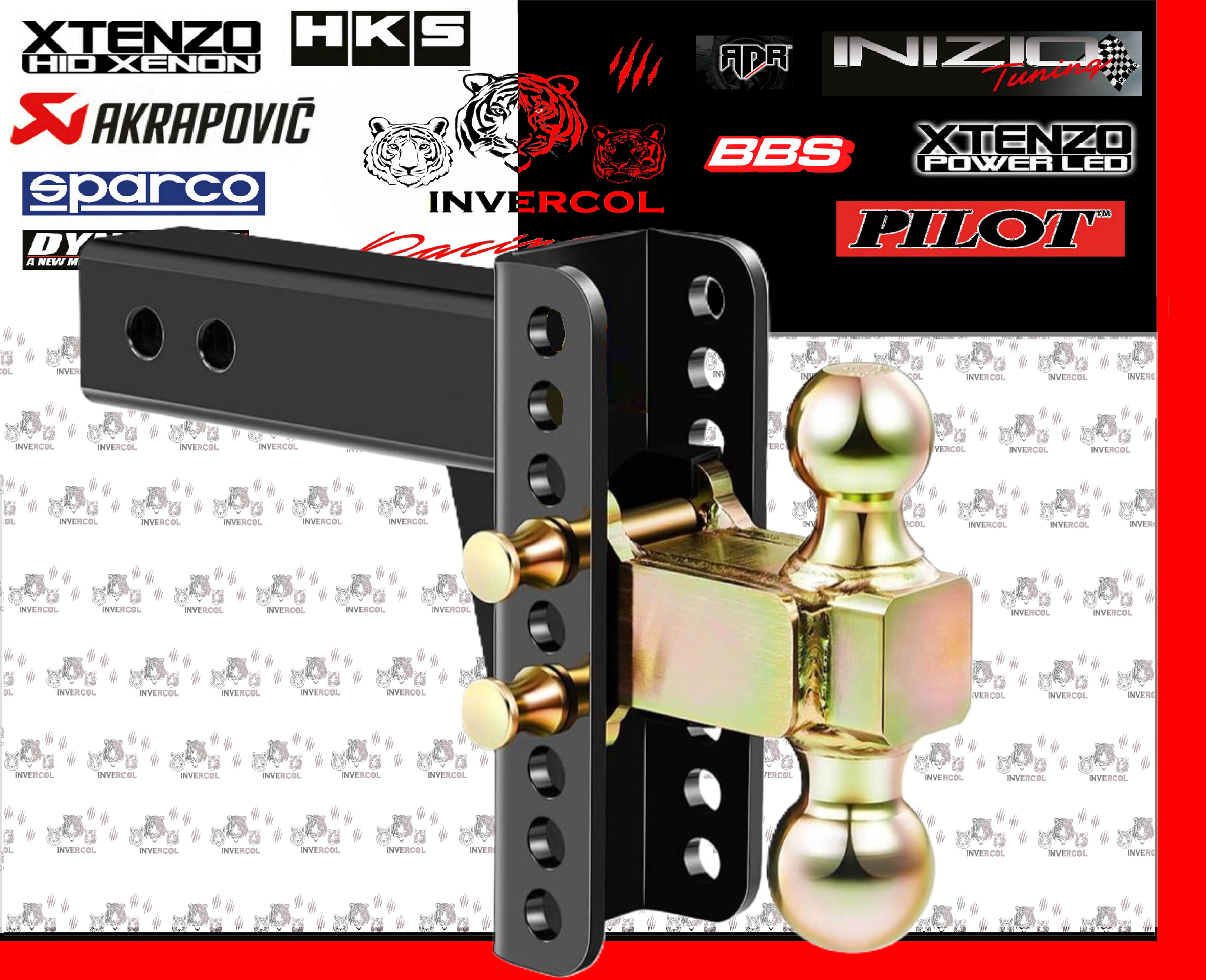 Adaptador de remolque ajustable con doble bola 2” y 2 5/16”