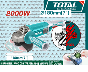 ESMERILADORA ANGULAR DE 7" Total 110V-120V~50/60Hz 2000W. 5/8"-11 UNC, 8450/Min.