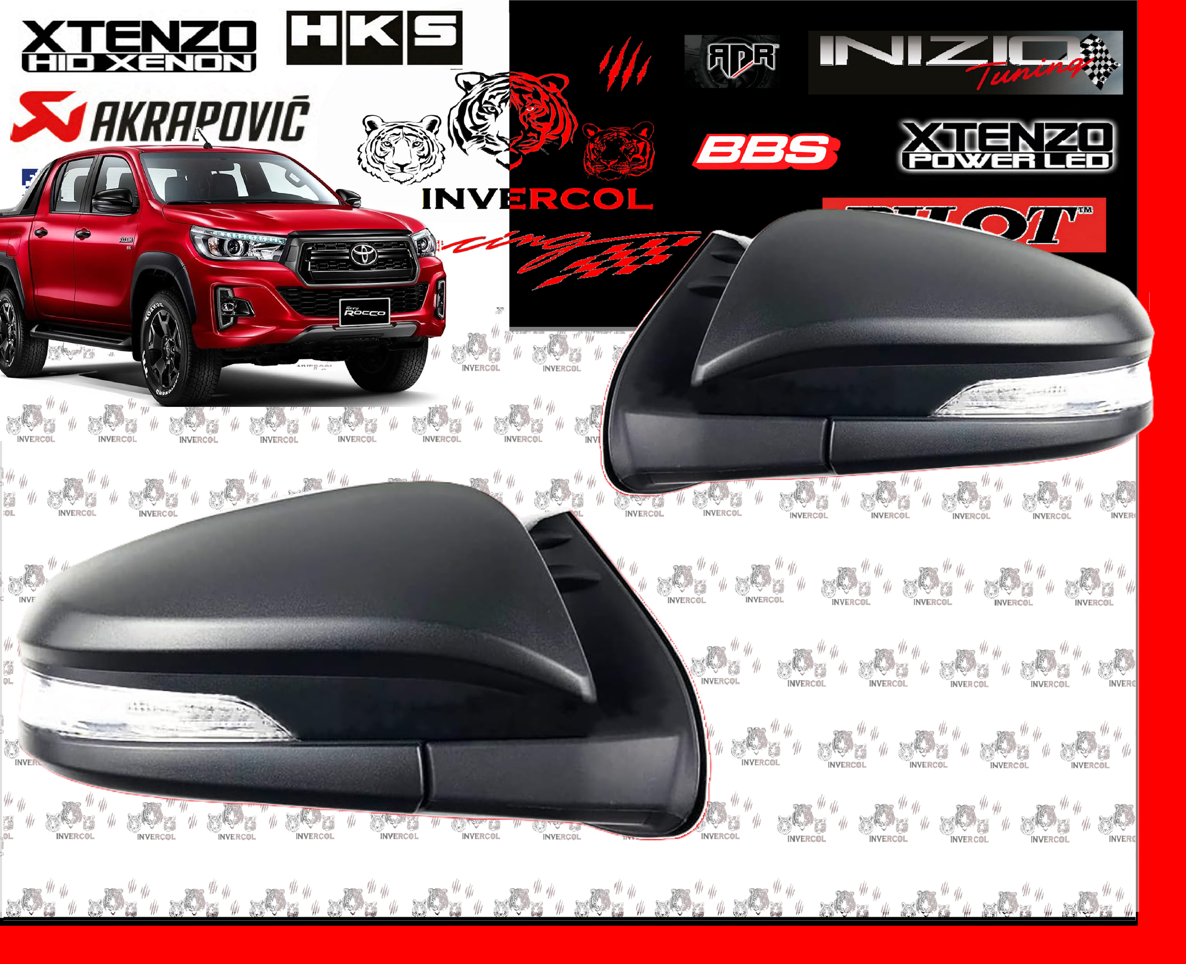 RETROVISOR PARA HILUX 2016-2022 RETRACTIL NEGRO CON VIA (PAR) 