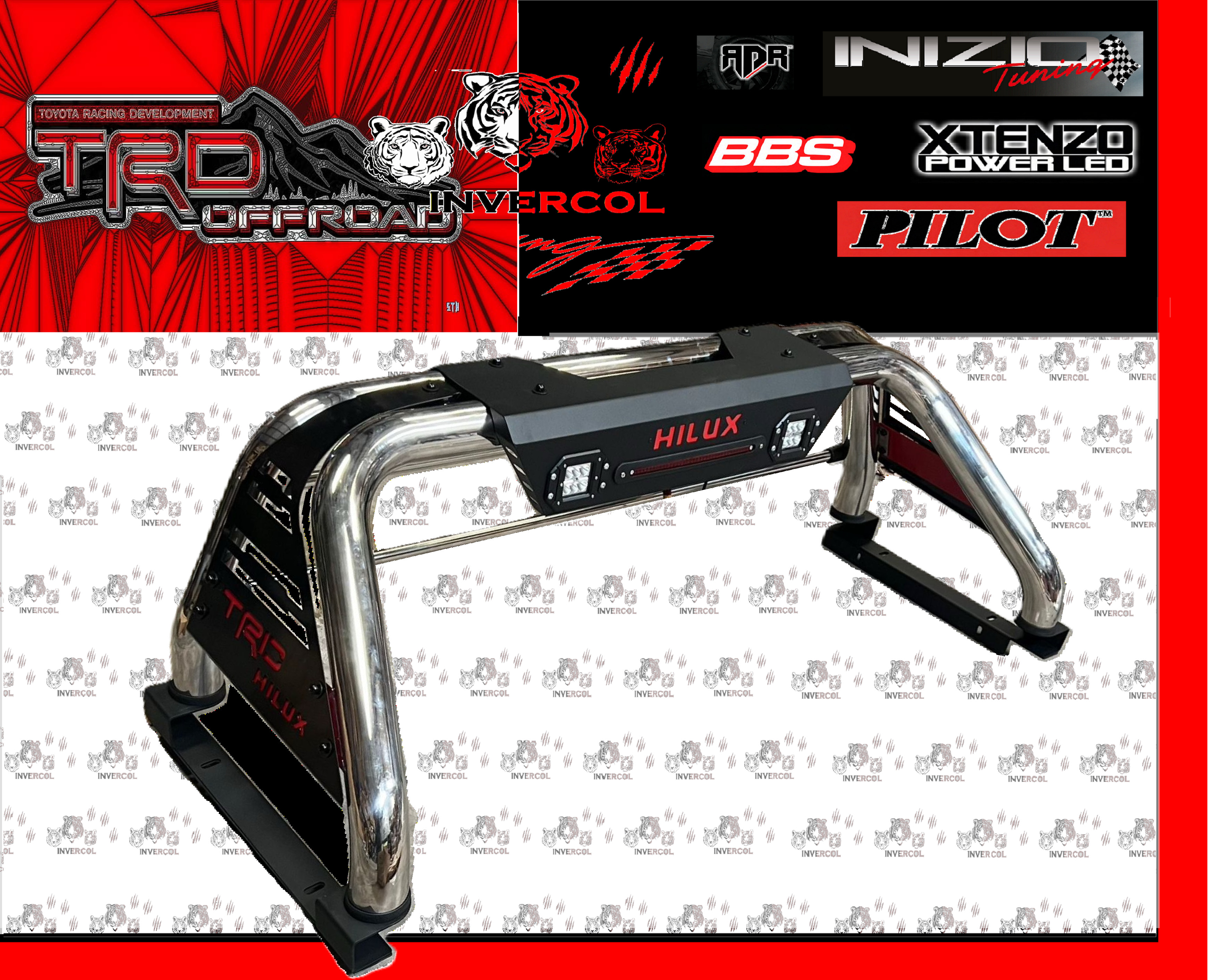 ROLLBAR TRD HILUX CON HALOGENAS