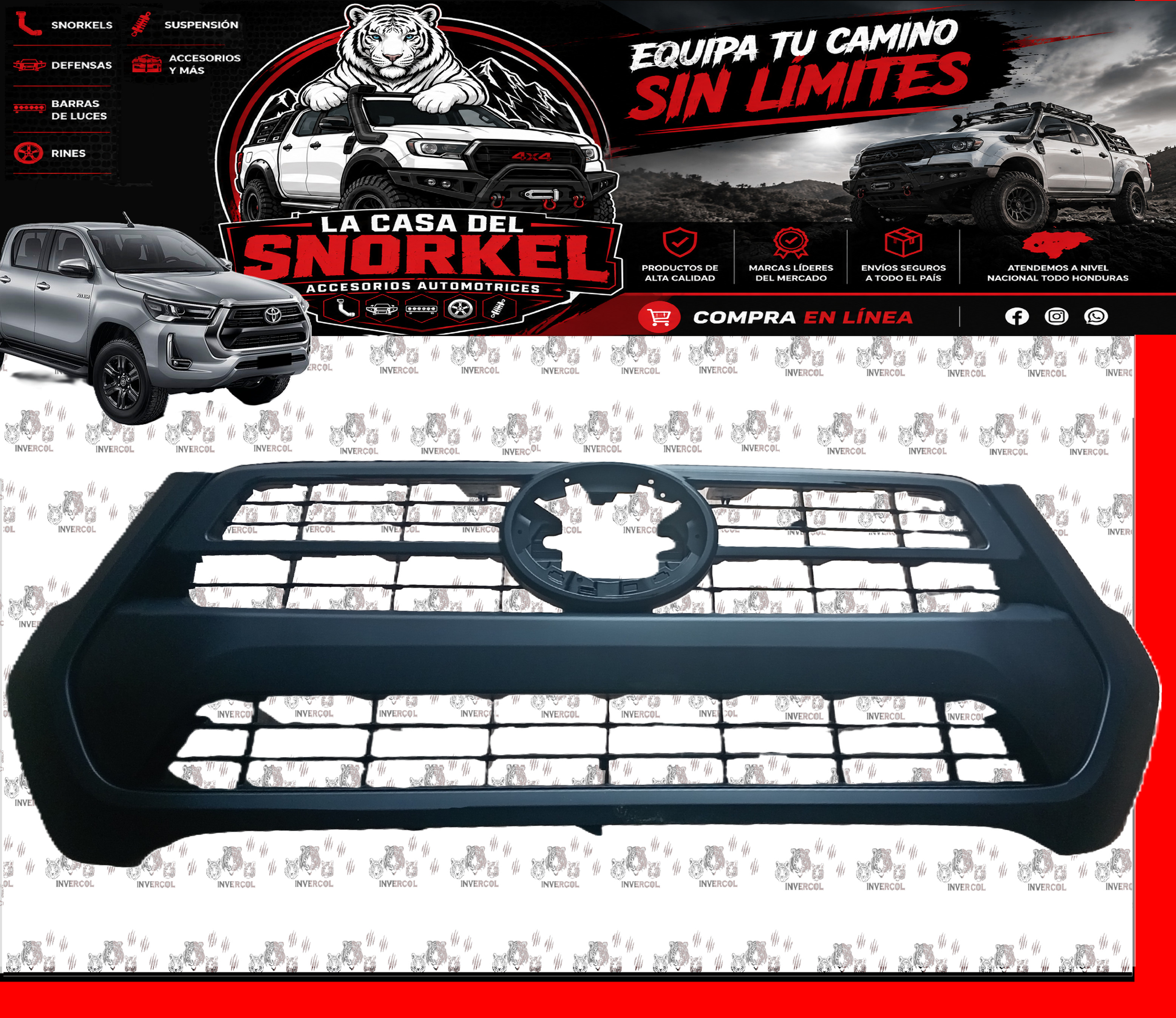 PARRILLA HILUX ROCCO 2021+ NEGRO MATE