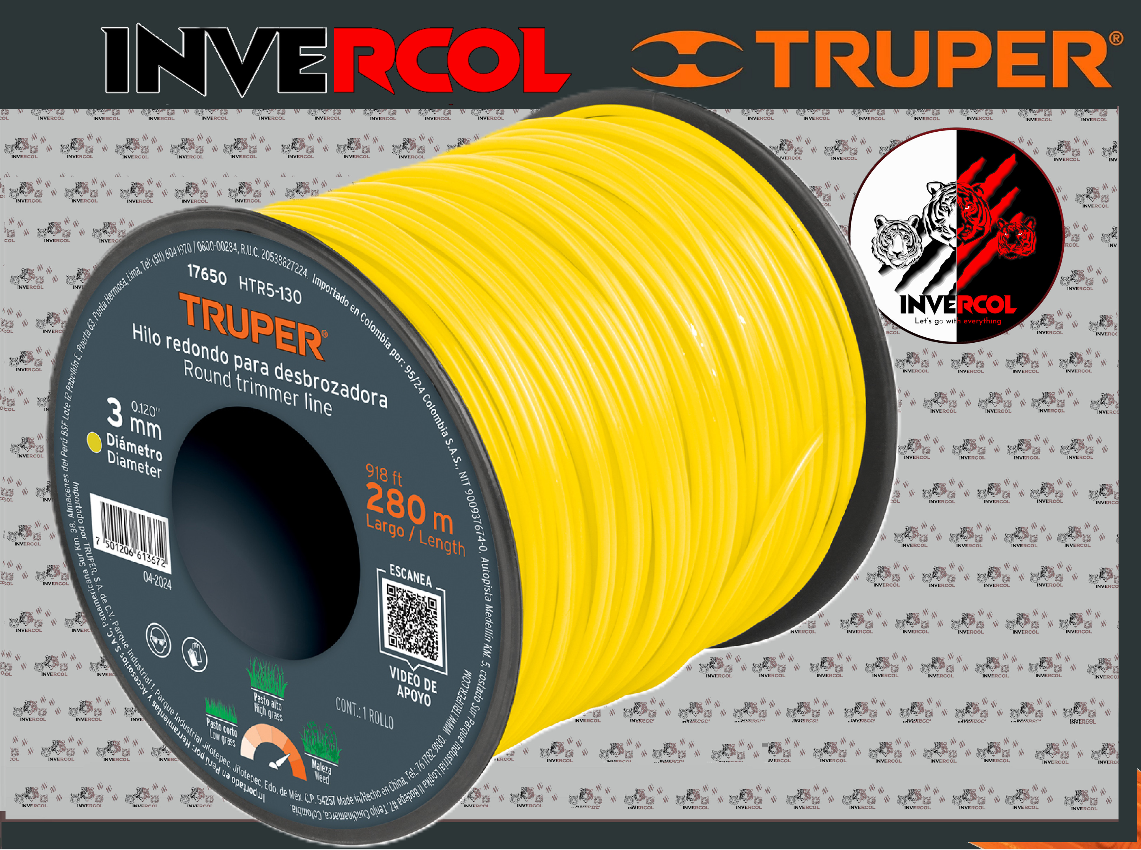 HILO REDONDO, PARA DESBRONZADORA, 3mm x 280m, carrete, TRUPER COD:17650