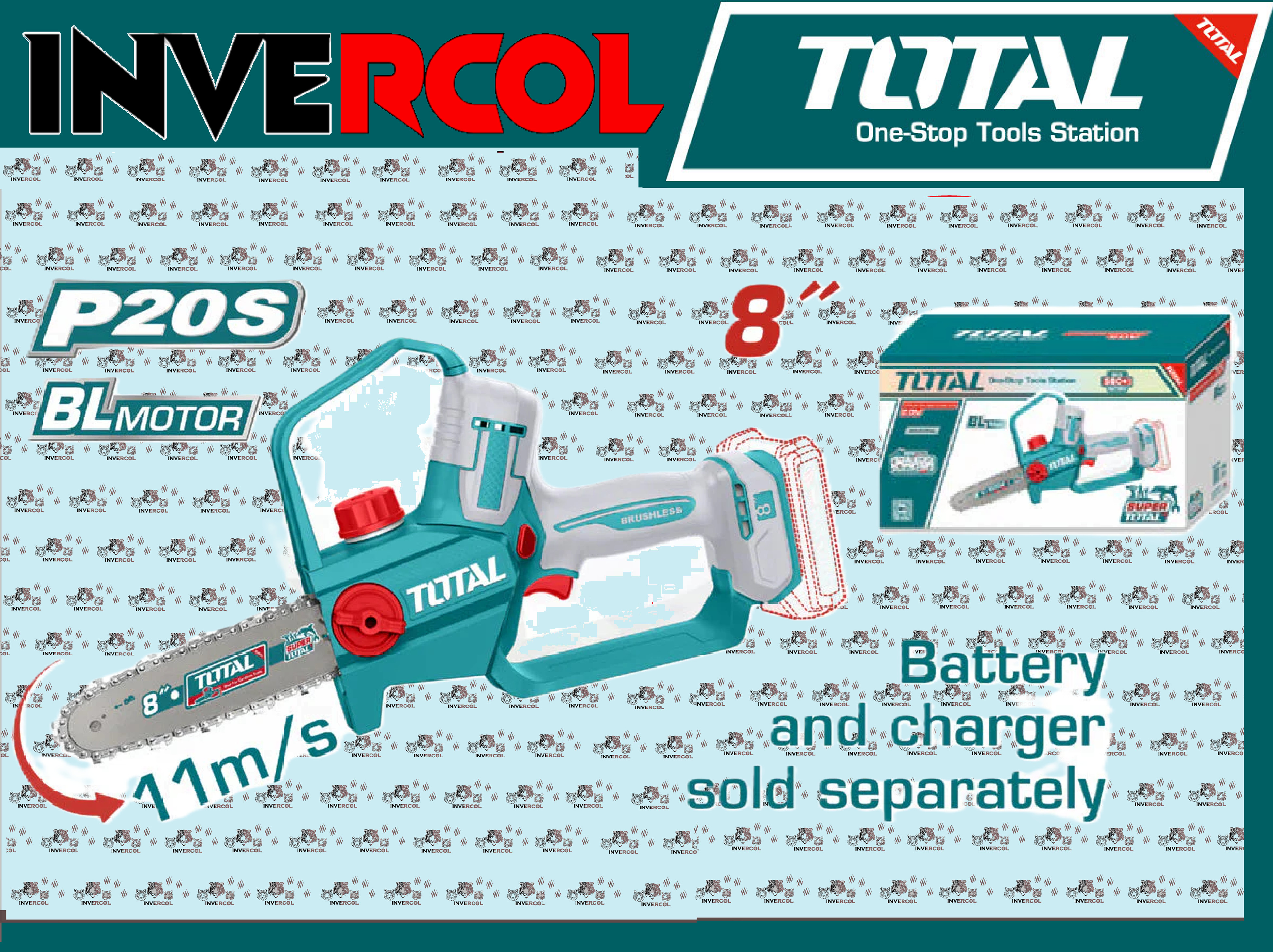 MINIMOTOSIERRA INALAMBRICA 8" 20V INDUSTRIAL SUPER TOTAL (TGSLI2088)