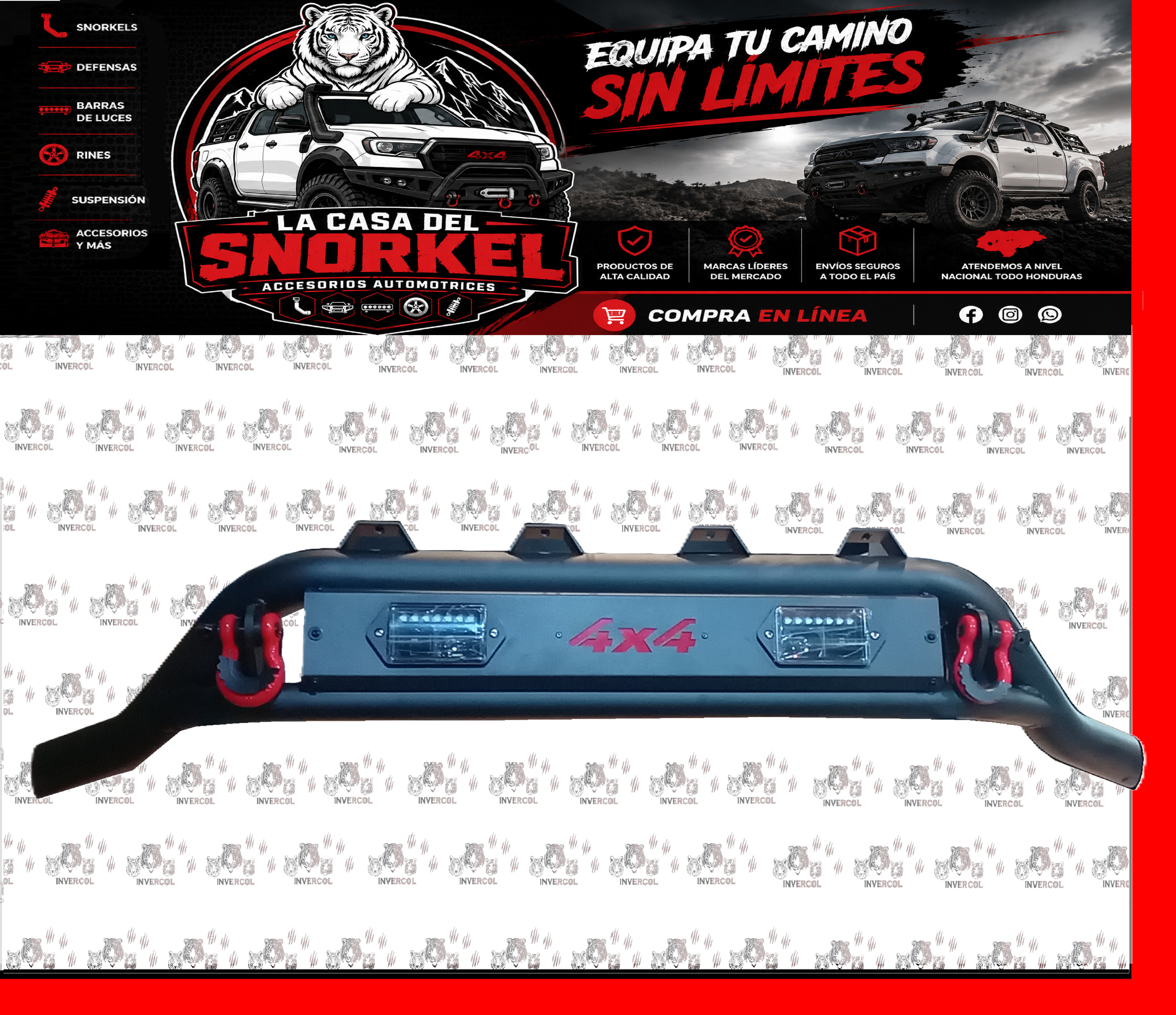 BIGOTE UNIVERSAL NEGRO CON HALOGENAS 4X4