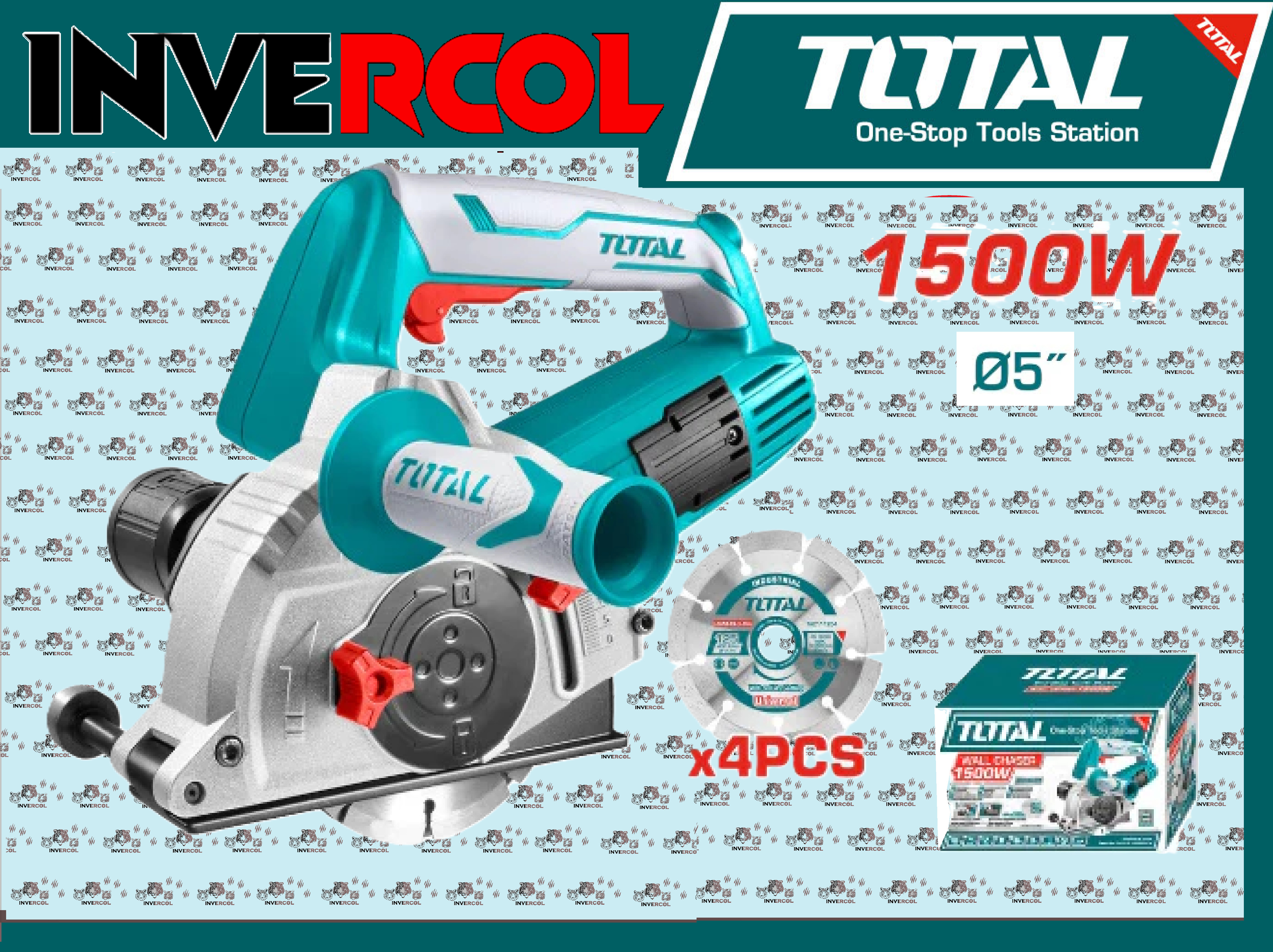 ACANALADORA DE CONCRETO 1500W (5") / INDUSTRIAL / 2-4 DISCOS (TOTAL)