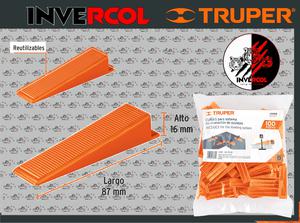 Bolsa con 100 cuñas para nivelación de azulejos, TRUPER (SOLO POR CAJA 36 BOLSAS)