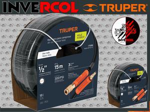 Manguera para compresor, de hule, 15m x 1/2", TRUPER
