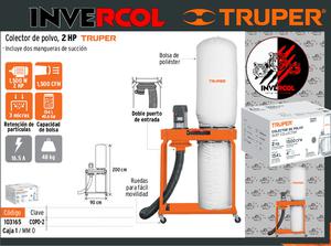 COLECTOR DE POLVO TRUPER 2HP Código: 103165