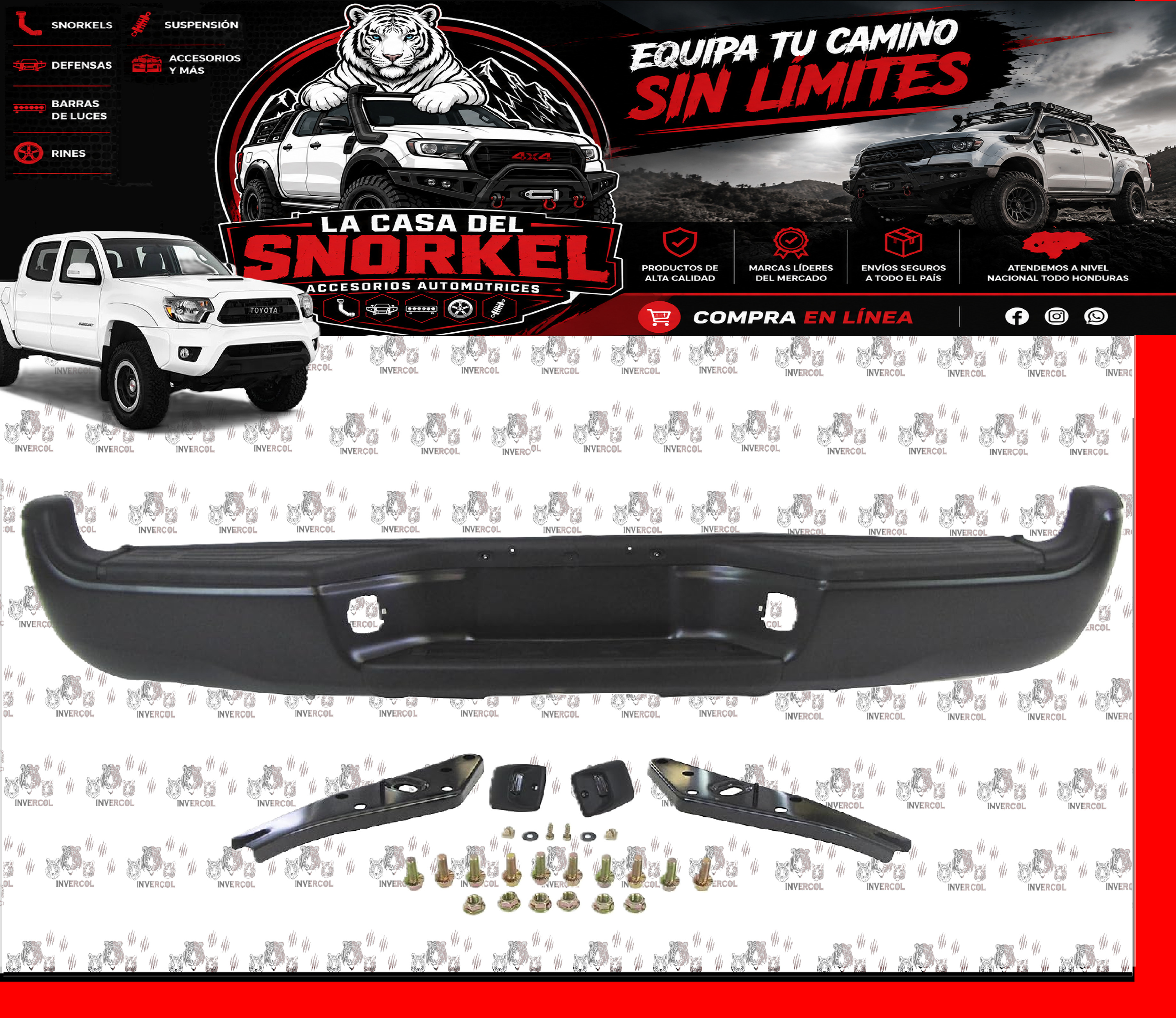 BUMPER TRASERO NEGRO TACOMA 2005/15