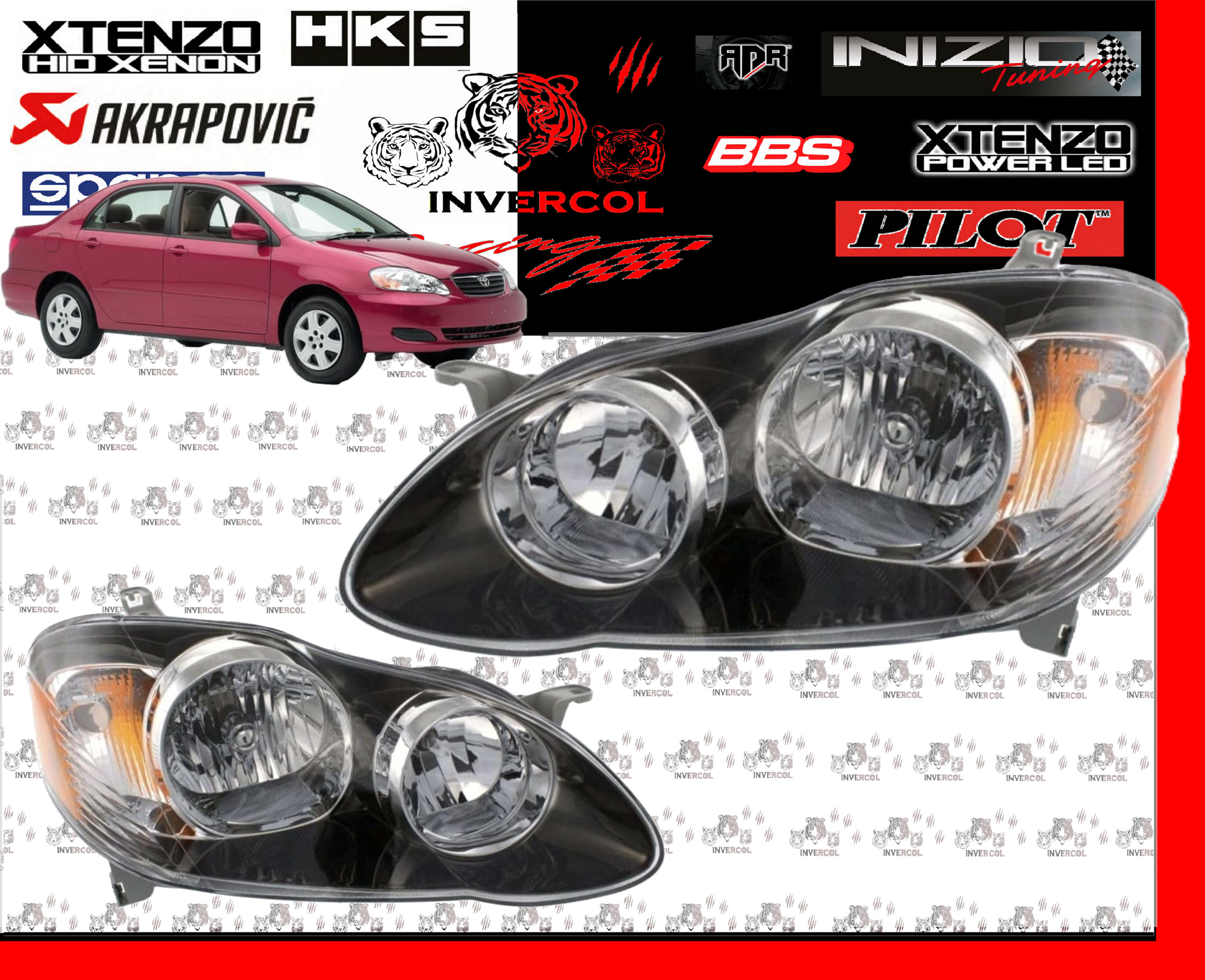 FOCO NEGRO COROLLA 2003/08 C/U