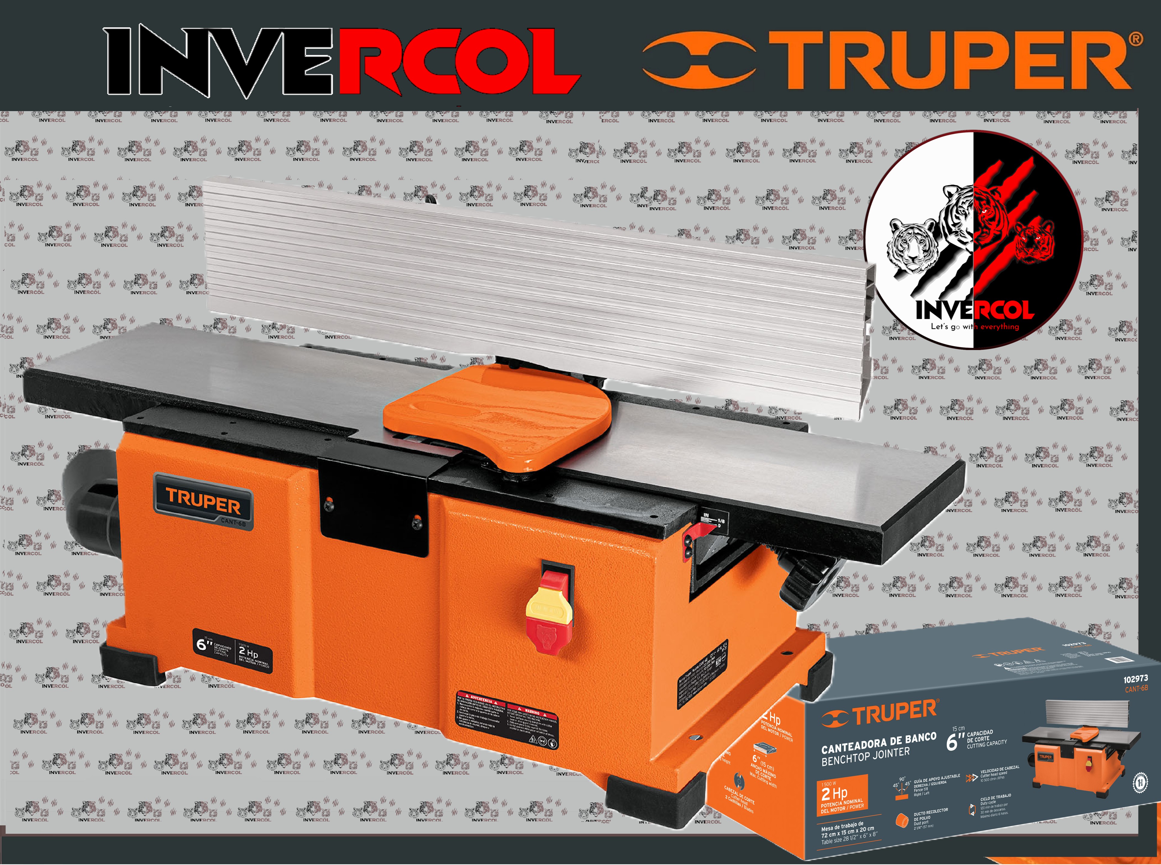 Canteadora de banco 6", 2 HP (1500 W), TRUPER Código: 102973 Clave: CANT-6B