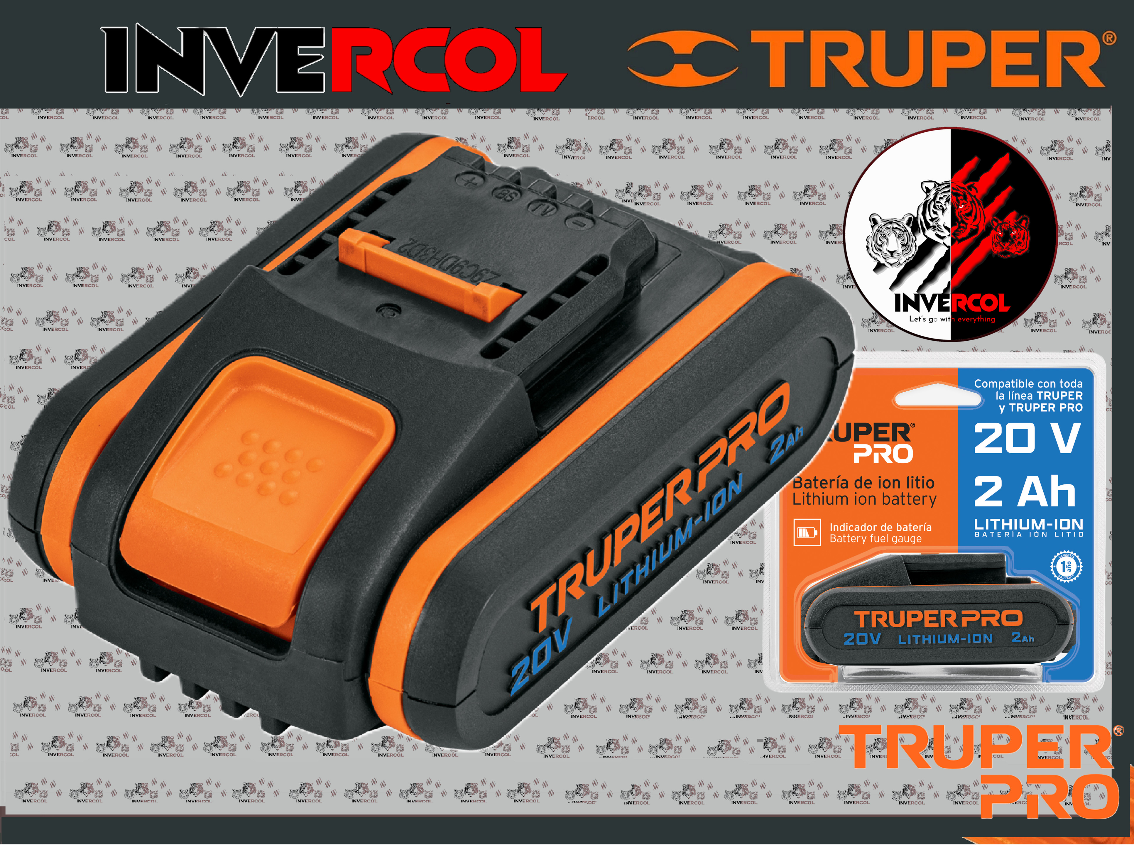 Batería ion litio, 20V, 2 Ah, TRUPER PRO 103240