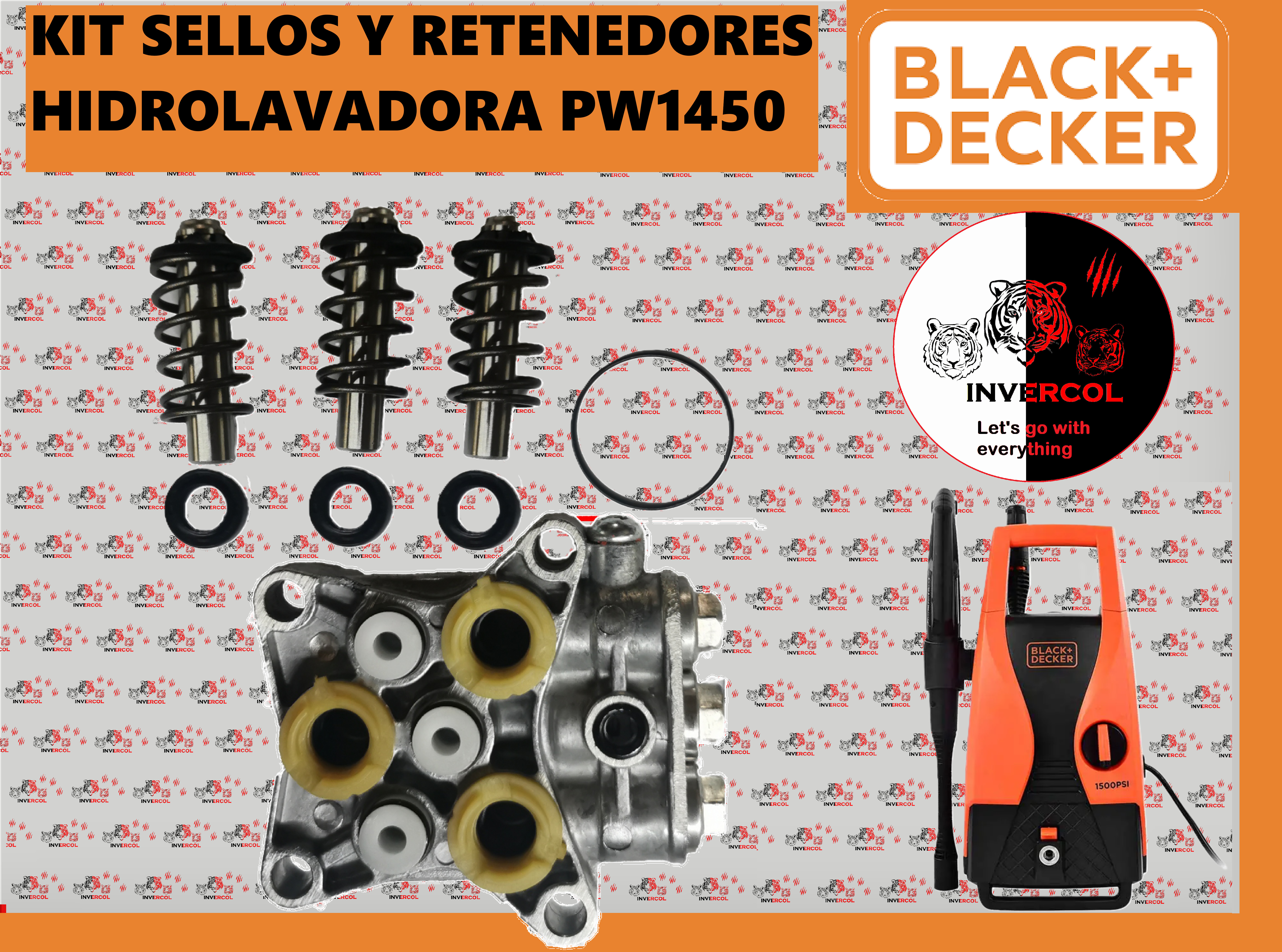 KIT SELLOS Y RETENEDORES PARA HIDROLAVADORA BLACK DECKER PW1450