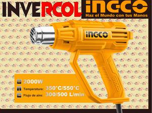 Pistola De Calor 2000w Ingco 110V-120V Con Accesorios UHG200038