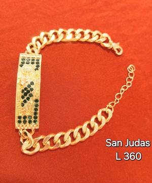 Pulsera San Judas Laminada en Oro