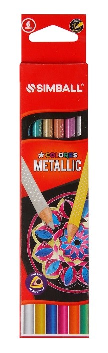 Lápiz de color largo 6pcs metálico Simball