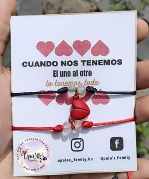 Pulseras de pareja corazón rojo