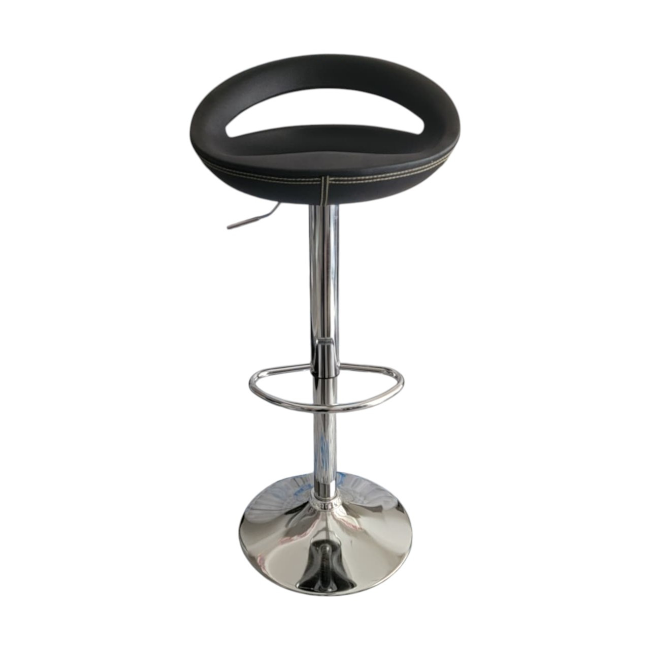 SILLA BAR NEGRA REDONDA CUERO BORDADO - 7424615946608