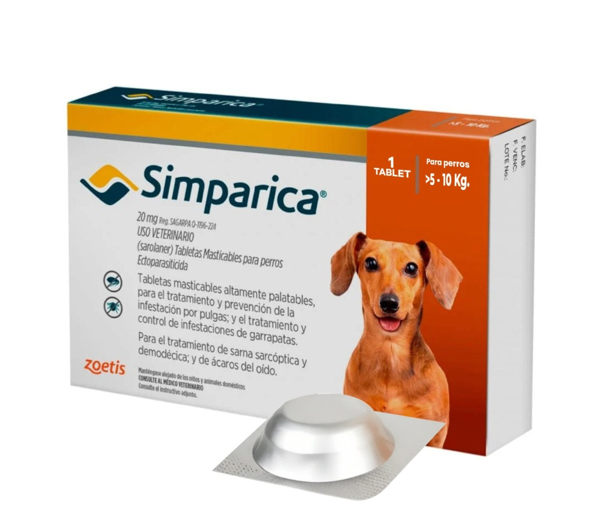 SIMPARICA 20 MG DE 5 A 10 KGS