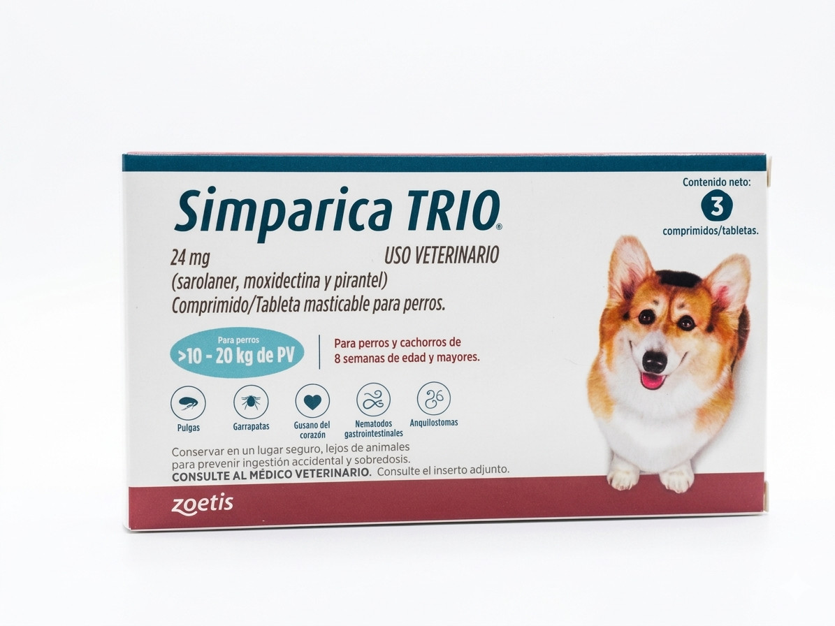 SIMPARICA TRIO 24 MG 10 A 20 KG