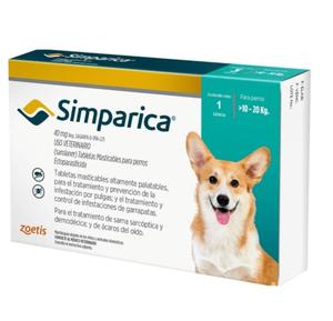 SIMPARICA 40 MG DE 10 A 20 KGS