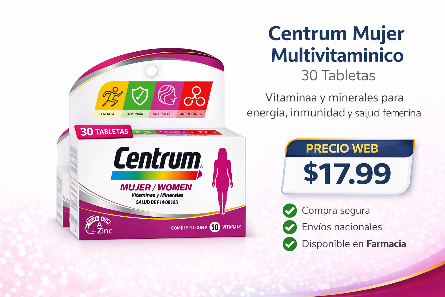 Centrum Mujer Multivitamínico 30 Tabletas – Vitaminas y Minerales