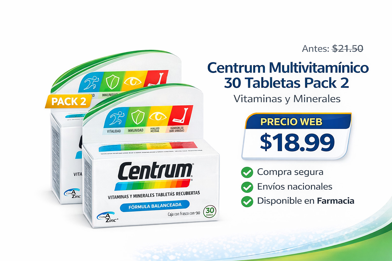 Centrum Multivitamínico 30 Tabletas Pack 2 – Vitaminas y Minerales