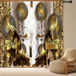 2 Piezas Cortinas estampadas y aislantes del calor,  para salas de estar, dormitorios y balcones Navideñas Estilo 1