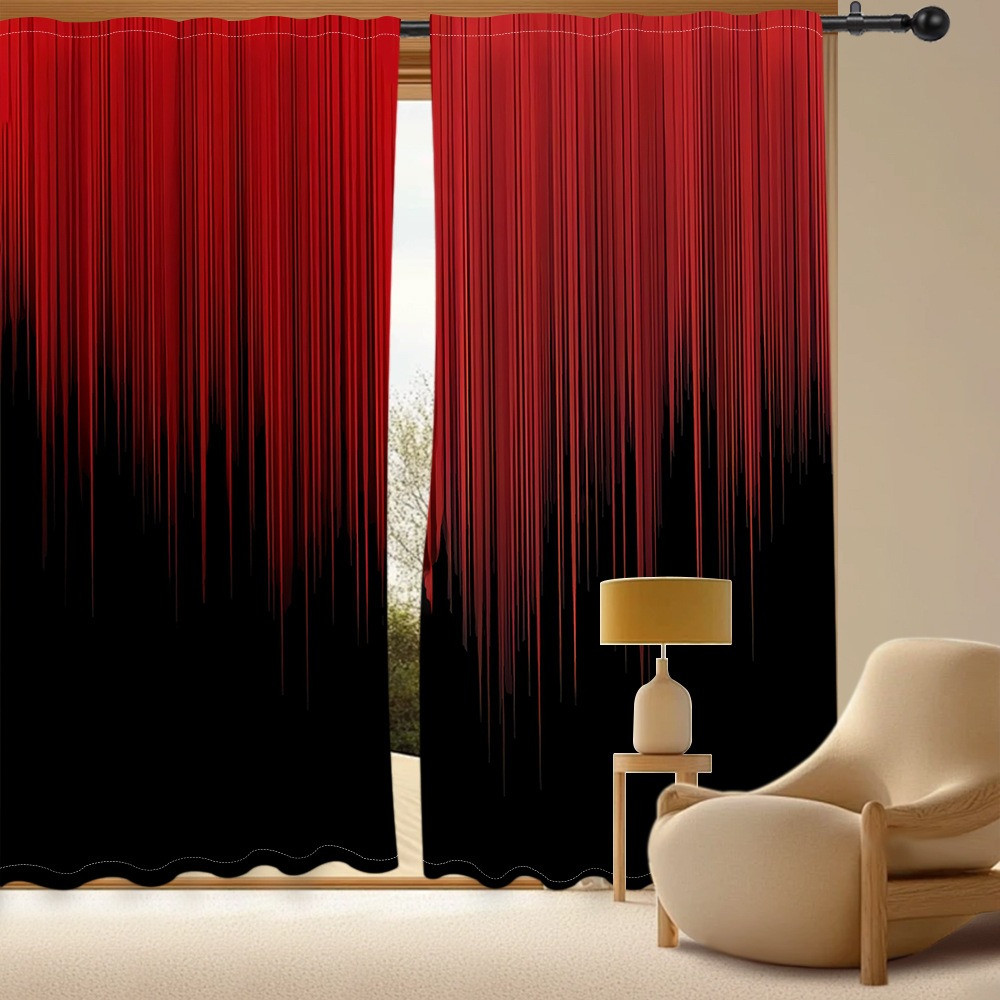 2 Piezas Cortinas estampadas y aislantes del calor,  para salas de estar, dormitorios y balcones Navideñas Estilo 6