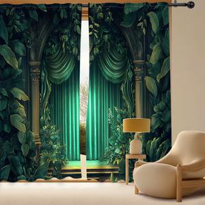 2 Piezas Cortinas estampadas y aislantes del calor,  para salas de estar, dormitorios y balcones Navideñas Estilo 5