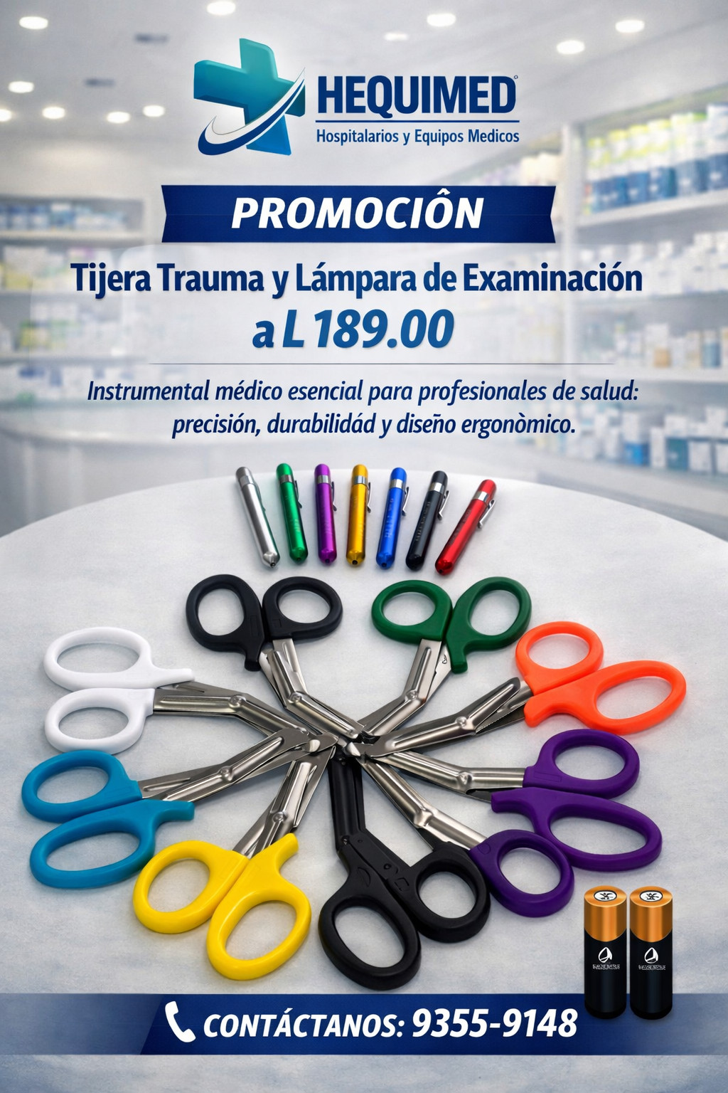 TIJERA TRAUMA Y LAMPARA EXAMINACION LUZ AMARILLA