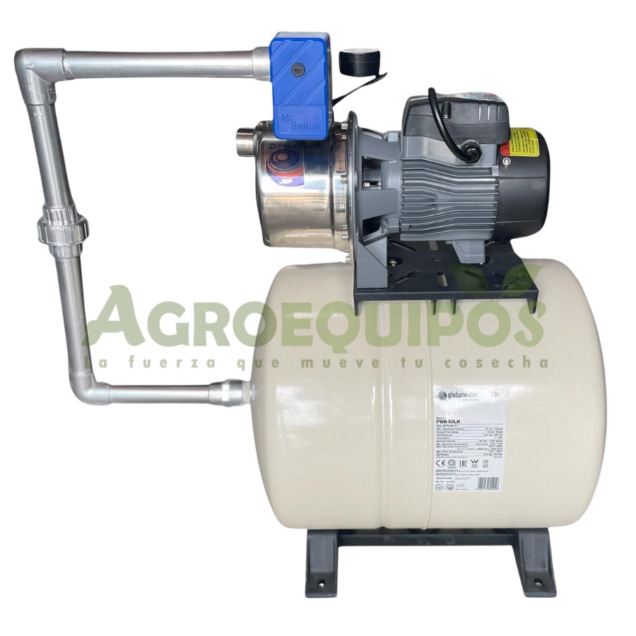 Bomba para cisterna Pearl de 3/4HP con tanque de 60lts