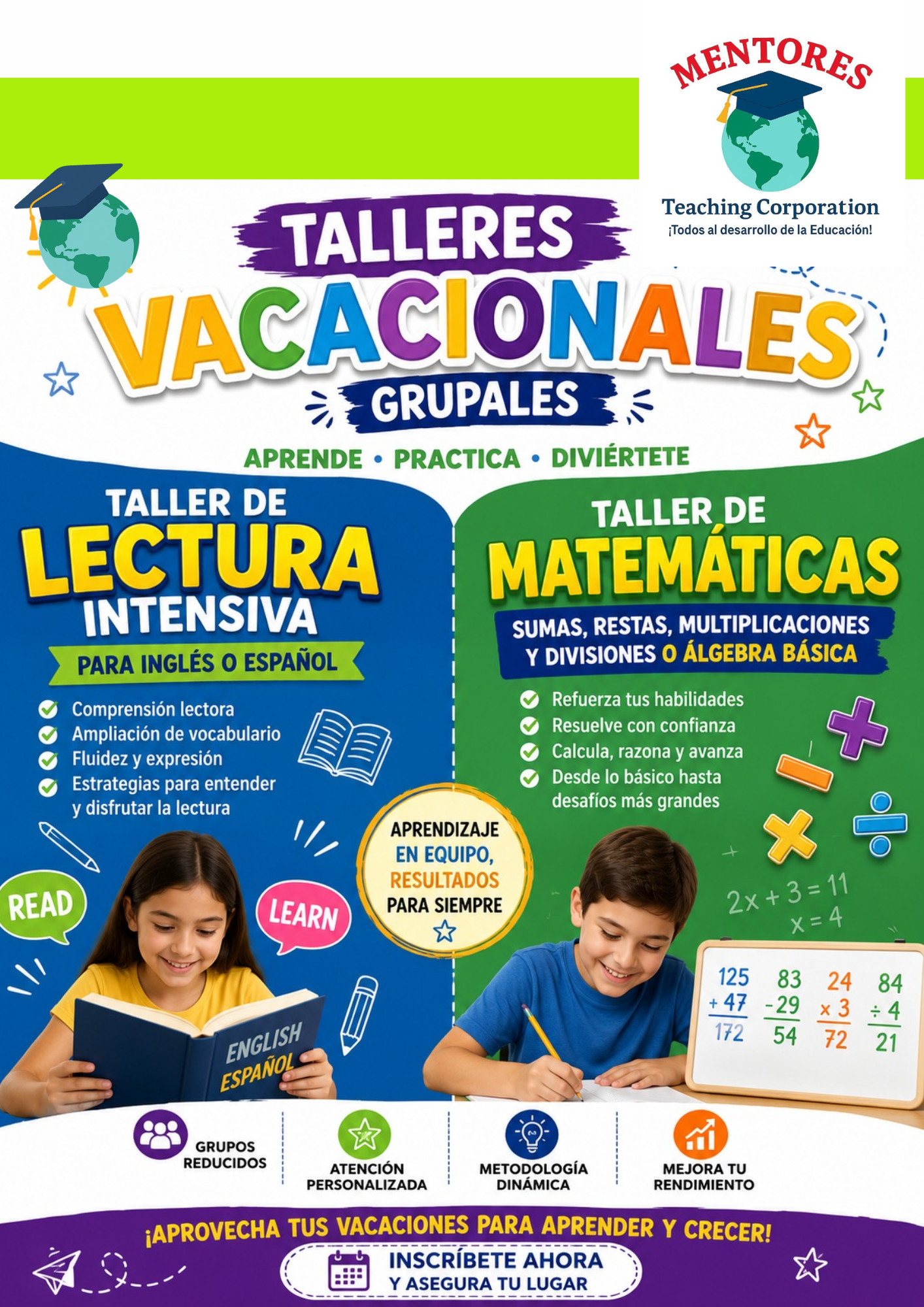 Talleres Grupales Inglés, Español y Matemáticas
