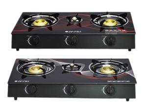 Estufa de gas 3 quemadores base vidrio