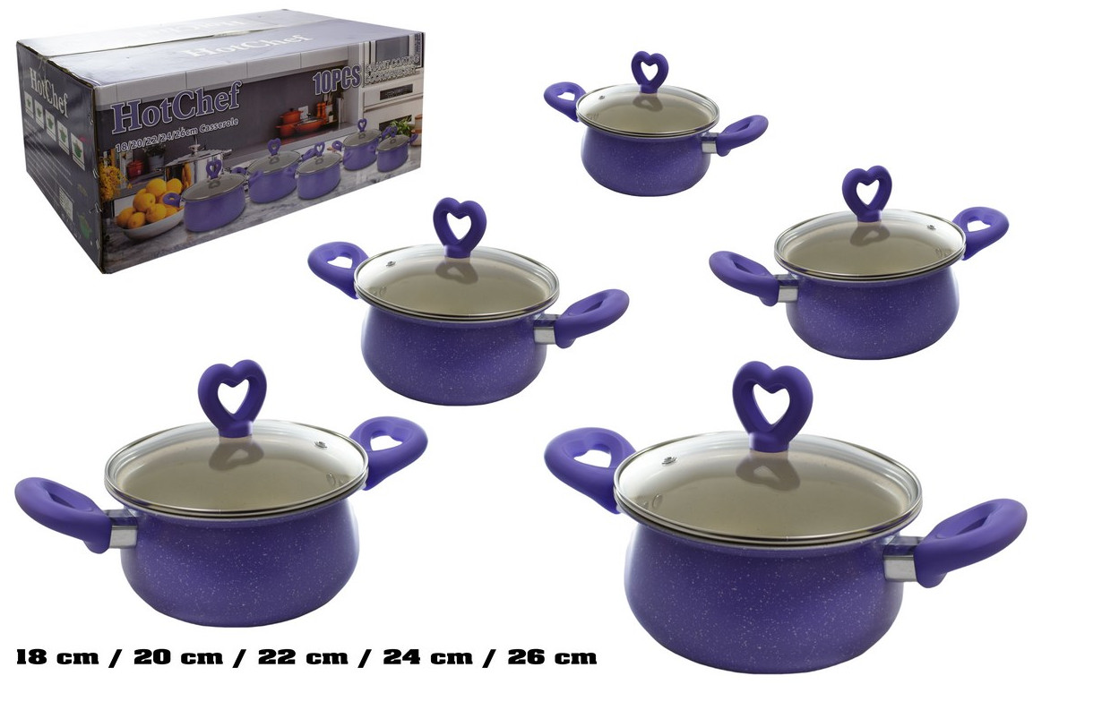 Juego de Ollas Hot Chef tapa corazon 5 piezas