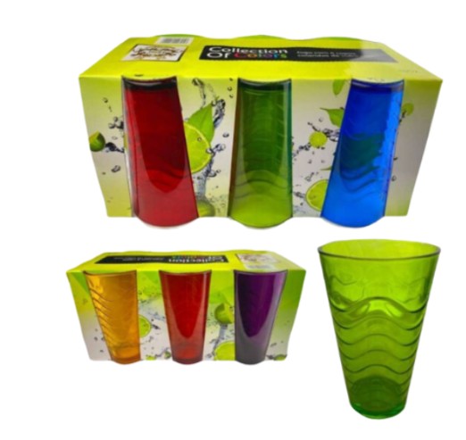 Juego de 6 vasos de cristal alto Colores 380ml