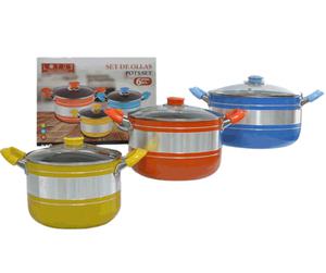 Juego de ollas Lotus colores Teflon 3 piezas