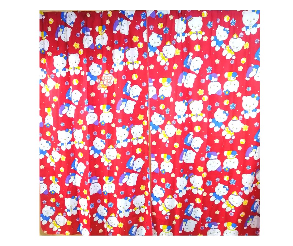 Par de cortinas con diseño- rojo 