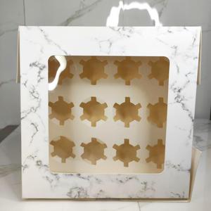 CAJA BLANCA MARMOLEADA DE 12 CUPCAKES UNIDAD 