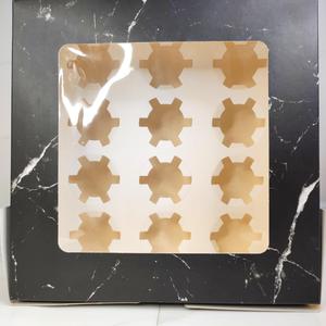 CAJA NEGRA MARMOLEADA DE 12 CUPCAKES UNIDAD 