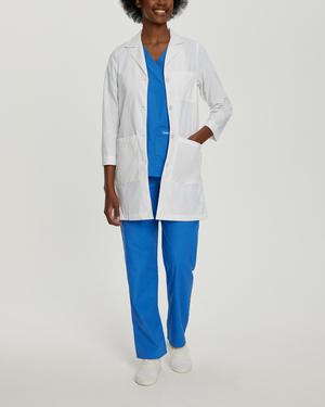 GABACHA LARGA BLANCA PARA MUJER 3155 LANDAU CON 3 BOLSILLOS